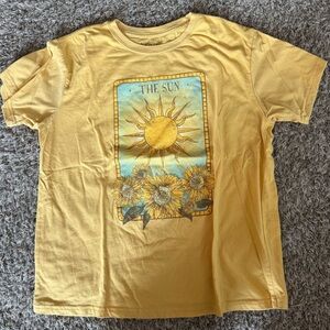 Mighty Fine Yellow Short Sleeve Tee with Sunburst Design